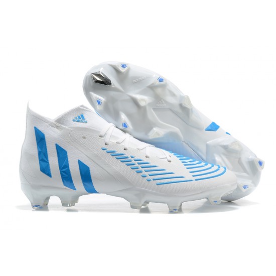 Adidas Predator Edge Geometric 1 FG White Blue High-top For Men Soccer Cleats 