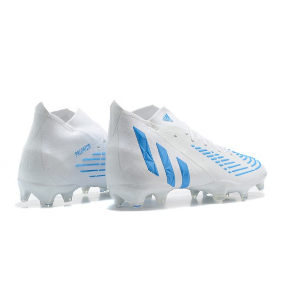 Adidas Predator Edge Geometric 1 FG White Blue High-top For Men Soccer Cleats 