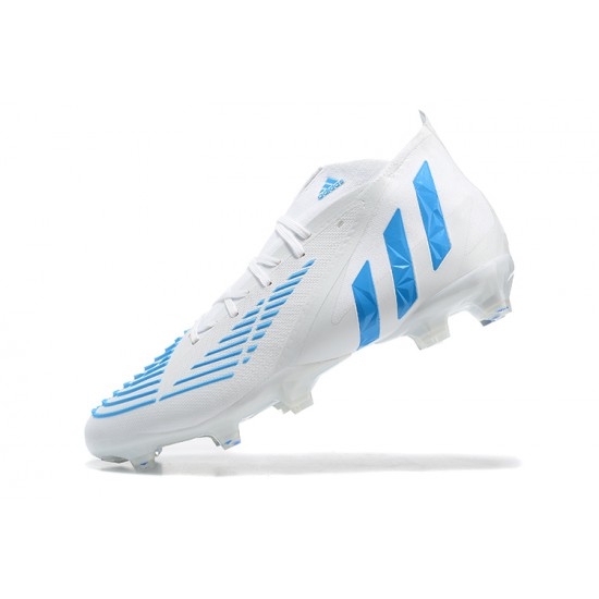 Adidas Predator Edge Geometric 1 FG White Blue High-top For Men Soccer Cleats 