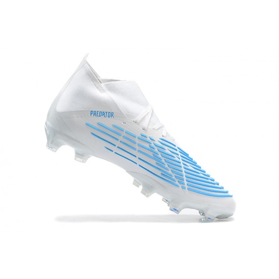 Adidas Predator Edge Geometric 1 FG White Blue High-top For Men Soccer Cleats