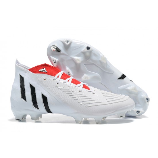 Adidas Predator Edge Geometric 1 FG White Red Black High-top For Men Soccer Cleats 