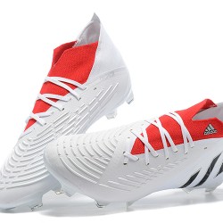 Adidas Predator Edge Geometric 1 FG White Red Black High-top For Men Soccer Cleats 