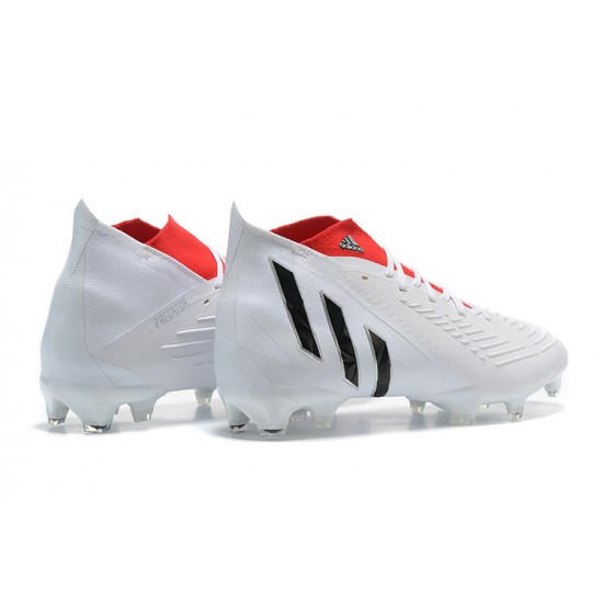 Adidas Predator Edge Geometric 1 FG White Red Black High-top For Men Soccer Cleats 