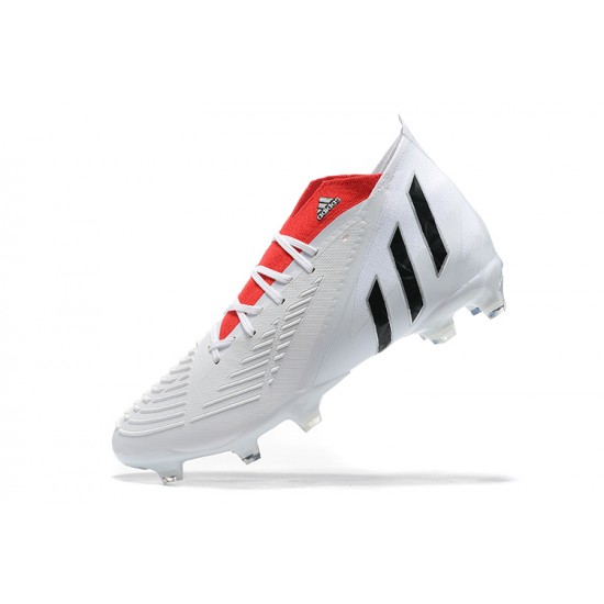 Adidas Predator Edge Geometric 1 FG White Red Black High-top For Men Soccer Cleats