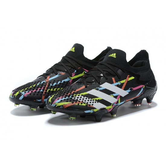 Adidas Preator Mutator 20+ FG Black Pink Blue Low-top For Men Soccer Cleats