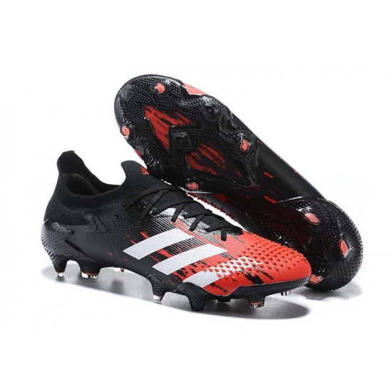 Adidas Preator Mutator 20+ FG Black Red Low-top For Men Soccer Cleats 