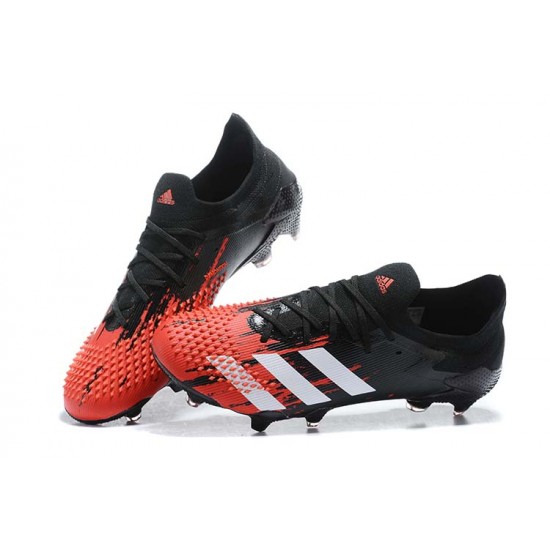 Adidas Preator Mutator 20+ FG Black Red Low-top For Men Soccer Cleats 