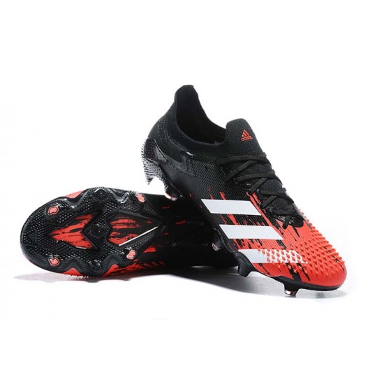 Adidas Preator Mutator 20+ FG Black Red Low-top For Men Soccer Cleats 