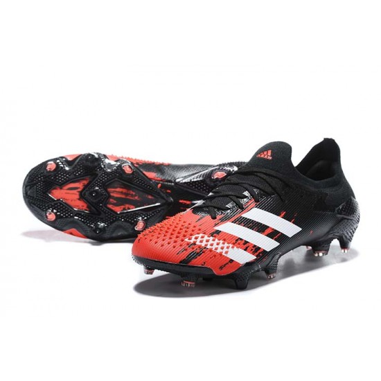 Adidas Preator Mutator 20+ FG Black Red Low-top For Men Soccer Cleats 