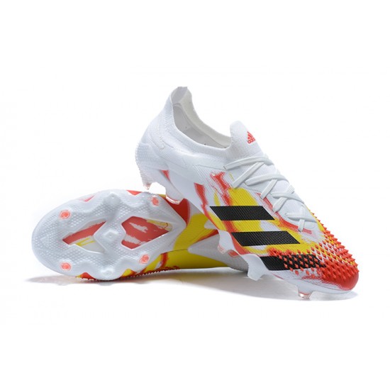 Adidas Preator Mutator 20+ FG Black Yellow Red White Low-top For Men Soccer Cleats 