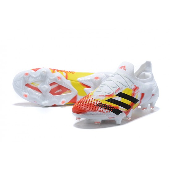 Adidas Preator Mutator 20+ FG Black Yellow Red White Low-top For Men Soccer Cleats