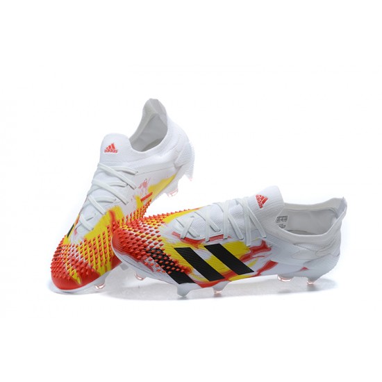 Adidas Preator Mutator 20+ FG Black Yellow Red White Low-top For Men Soccer Cleats