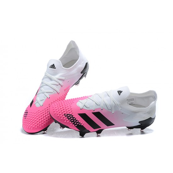 Adidas Preator Mutator 20+ FG Pink Black White Low-top For Men Soccer Cleats