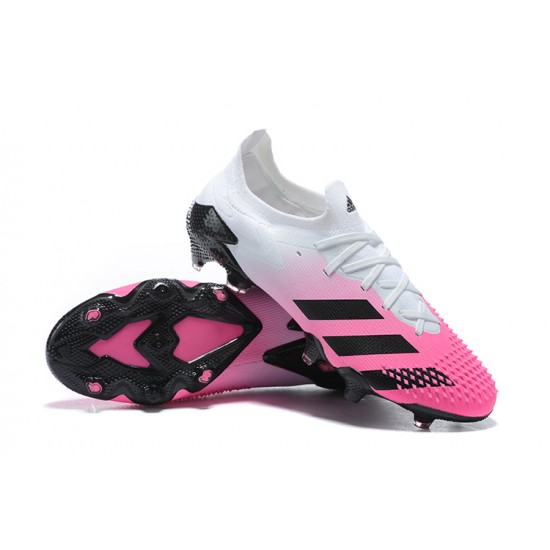 Adidas Preator Mutator 20+ FG Pink Black White Low-top For Men Soccer Cleats