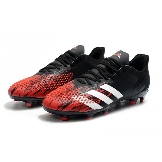 Adidas Predator 20.2 FG Low White Black Red Soccer Cleats