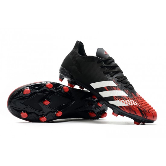 Adidas Predator 20.2 FG Low White Black Red Soccer Cleats
