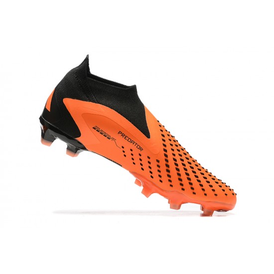 Adidas Predator Accuracy Fg Boots Black Orange For Men Low-top Soccer Cleats 