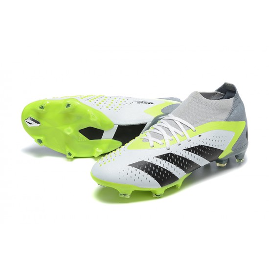 Adidas Predator Accuracy Fg Boots Gray Green White Black For Men High-top Soccer Cleats 