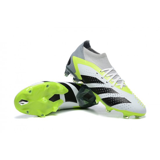 Adidas Predator Accuracy Fg Boots Gray Green White Black For Men High-top Soccer Cleats