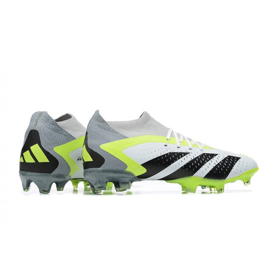 Adidas Predator Accuracy Fg Boots Gray Green White Black For Men High-top Soccer Cleats 