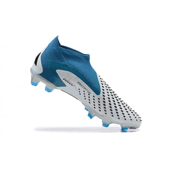 Adidas Predator Accuracy Fg Boots LightBlue White For Men High-top Soccer Cleats