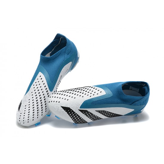 Adidas Predator Accuracy Fg Boots LightBlue White For Men High-top Soccer Cleats