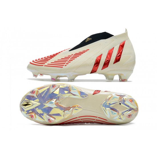 Adidas Predator Edge High FG Beige Red Black Soccer Cleats