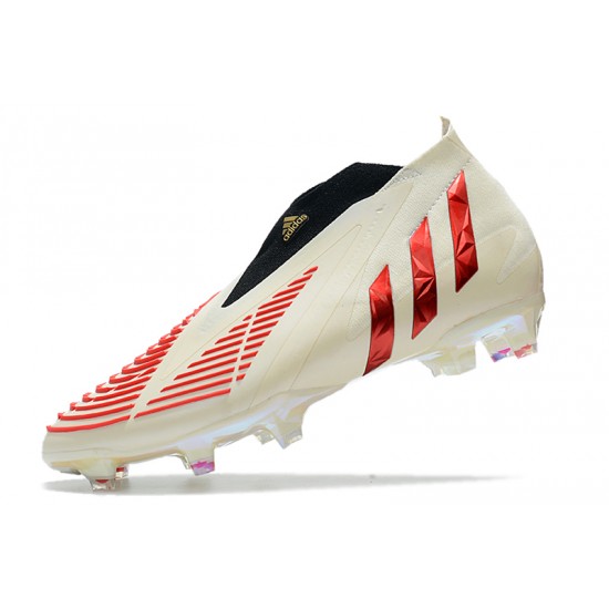 Adidas Predator Edge High FG Beige Red Black Soccer Cleats