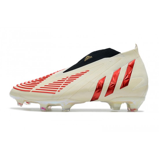 Adidas Predator Edge High FG Beige Red Black Soccer Cleats