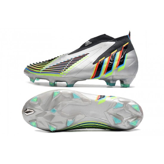 Adidas Predator Edge High FG Silver Black Green Soccer Cleats