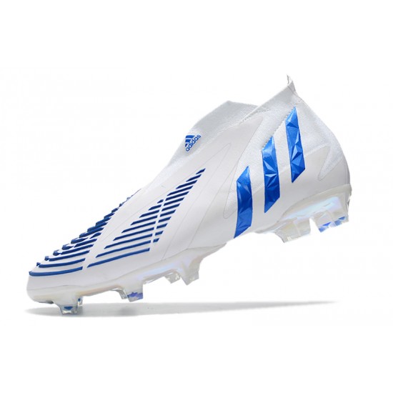 Adidas Predator Edge High FG White Blue Soccer Cleats