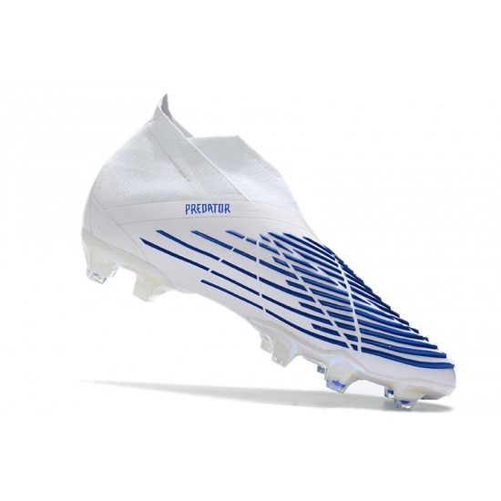 Adidas Predator Edge High FG White Blue Soccer Cleats