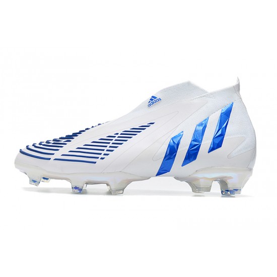 Adidas Predator Edge High FG White Blue Soccer Cleats