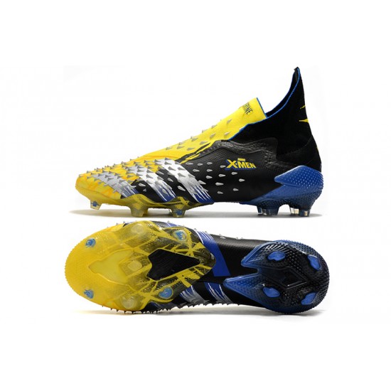 Adidas Predator Freak FG Black Yellow Silver Blue High Soccer Cleats