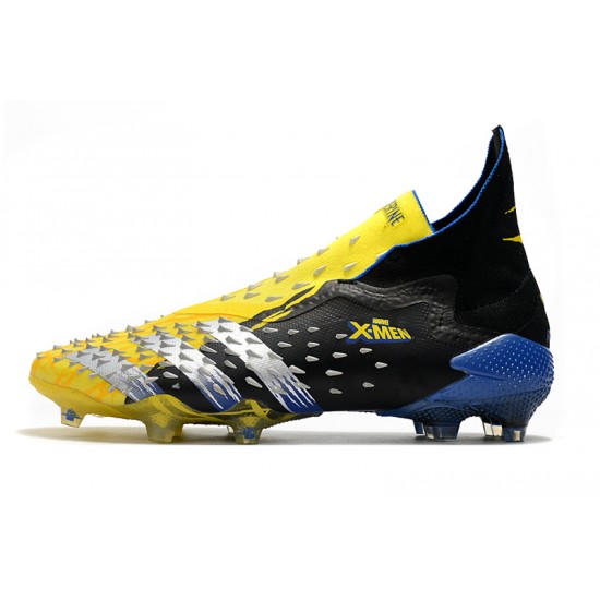 Adidas Predator Freak FG Black Yellow Silver Blue High Soccer Cleats