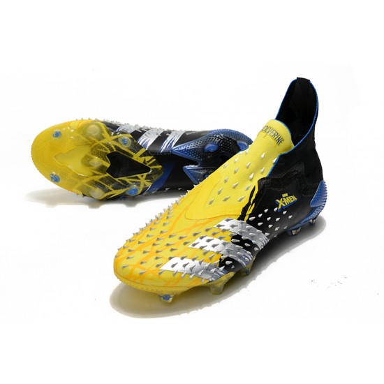 Adidas Predator Freak FG Black Yellow Silver Blue High Soccer Cleats