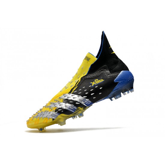 Adidas Predator Freak FG Black Yellow Silver Blue High Soccer Cleats