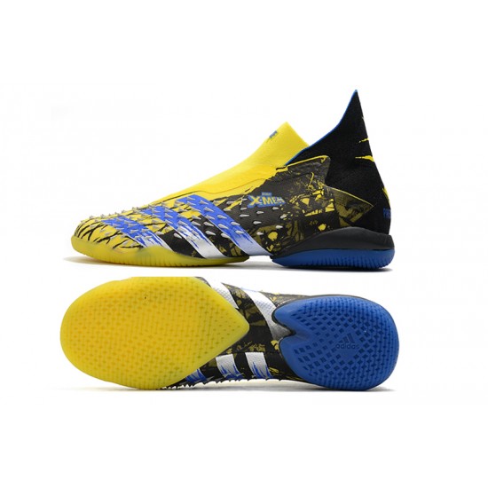 Adidas Predator Freak IC Black Yellow Blue High Soccer Cleats
