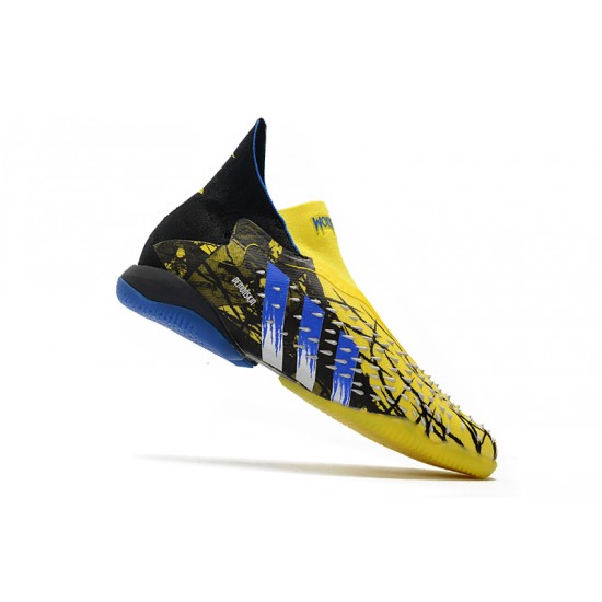 Adidas Predator Freak IC Black Yellow Blue High Soccer Cleats