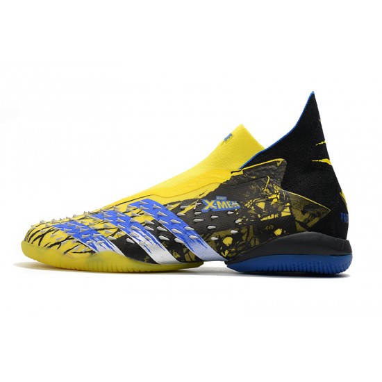 Adidas Predator Freak IC Black Yellow Blue High Soccer Cleats