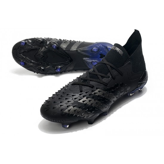Adidas Predator Freak.1 FG All Black Silver Low Soccer Cleats