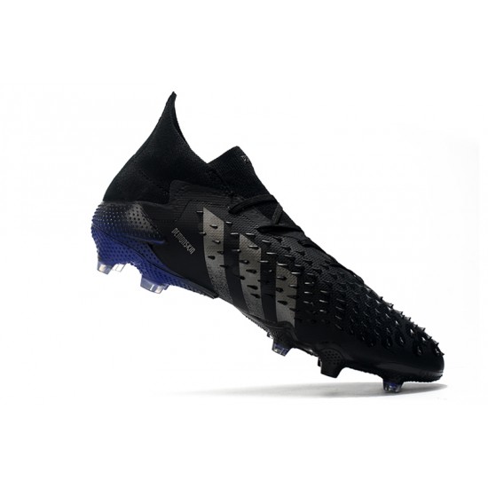 Adidas Predator Freak.1 FG All Black Silver Low Soccer Cleats