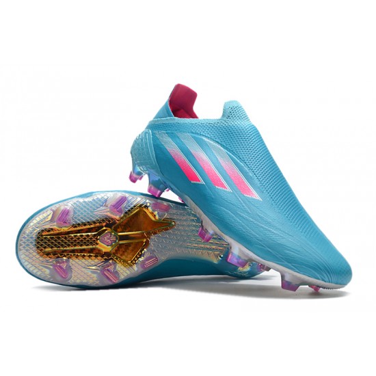 Adidas X Speedflow FG Low-top Blue Pink Sliver Men Soccer Cleats