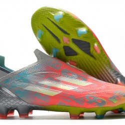 Adidas X Speedflow FG Low-top Sliver Pink Yellow Men Soccer Cleats