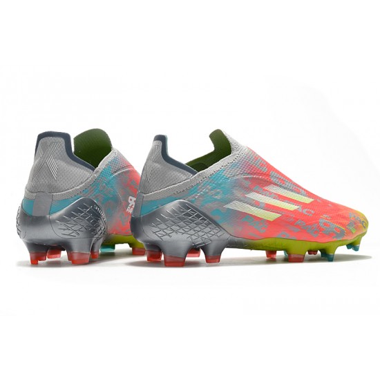 Adidas X Speedflow FG Low-top Sliver Pink Yellow Men Soccer Cleats