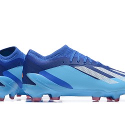 Adidas x23 crazyfast 1 FG Blue LightBlue White Pink For Men Low-top Soccer Cleats 