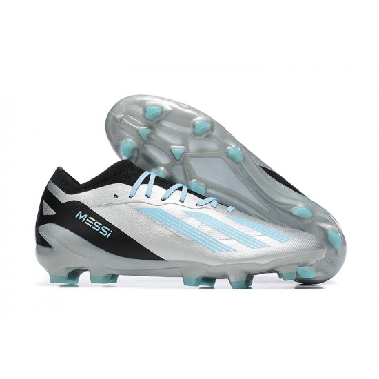 Adidas x23 crazyfast 1 FG Silver Black Blue For Men Low-top Soccer Cleats