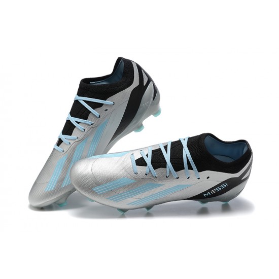 Adidas x23 crazyfast 1 FG Silver Black Blue For Men Low-top Soccer Cleats 