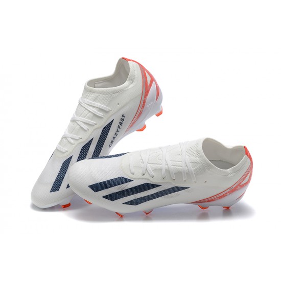 Adidas x23 crazyfast 1 FG White Black Orange For Men Low-top Soccer Cleats