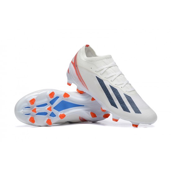 Adidas x23 crazyfast 1 FG White Black Orange For Men Low-top Soccer Cleats 